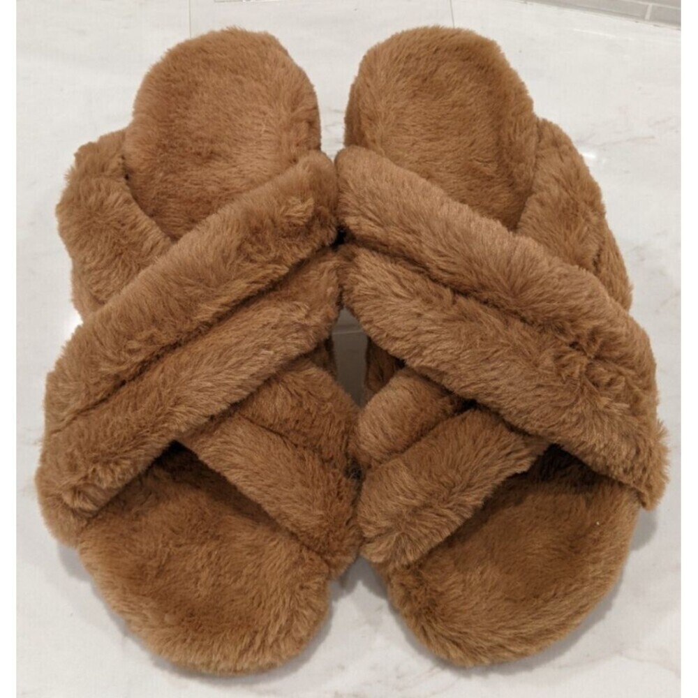 Women's ANINE BING Lizzie Faux Fur Slide in Camel Size 37 (US 7) WORN ONCE!